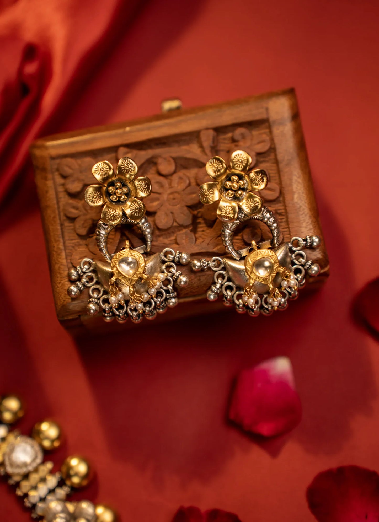P925 Silver Gulnaz Dual-Tone Blossom Earrings