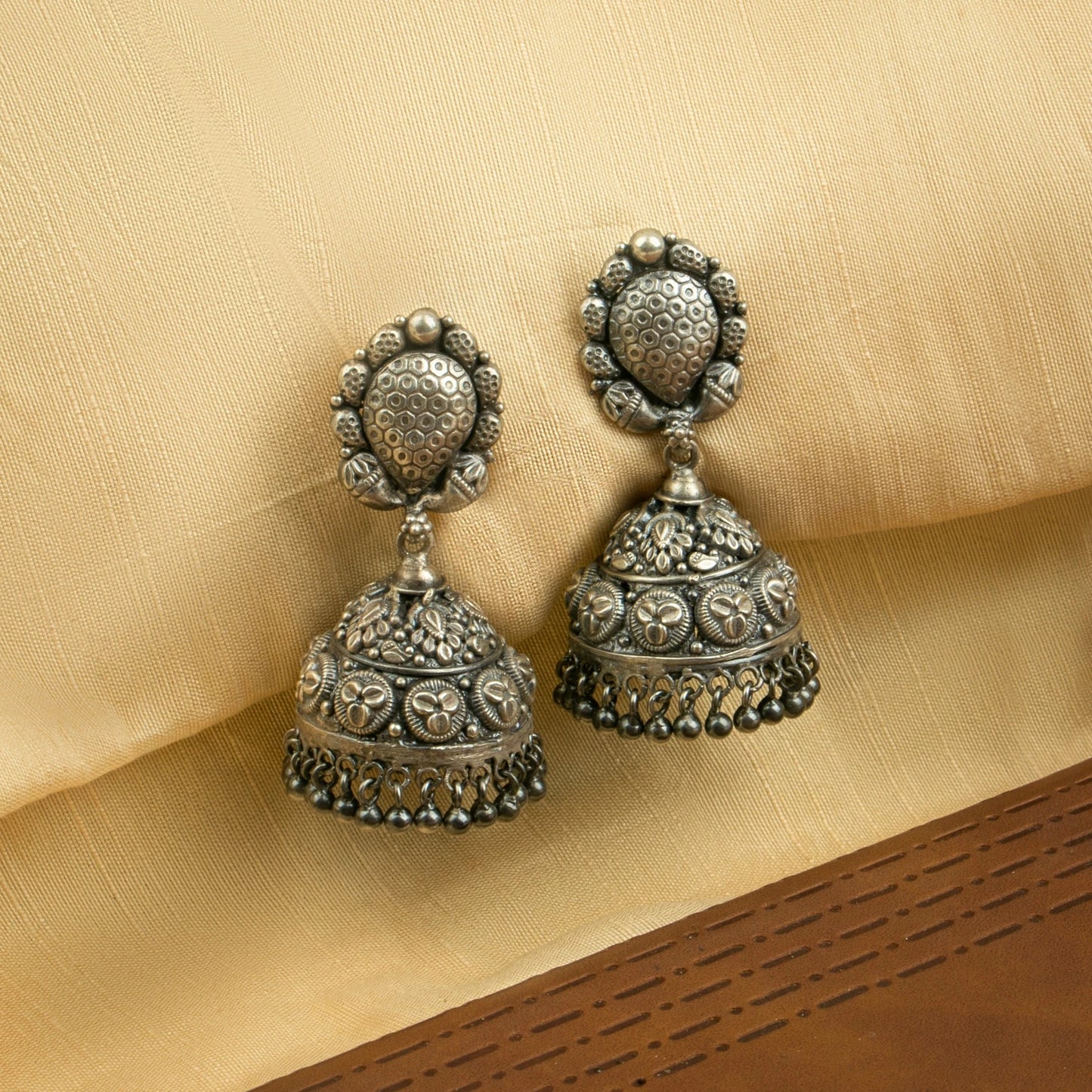 P925 Silver Madhur Pushpa Jhumka Earrings