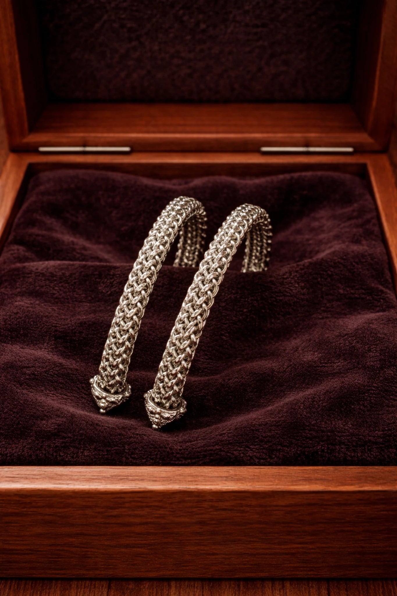 P925 Silver Ethnic Statement Silver Garnet Bangles