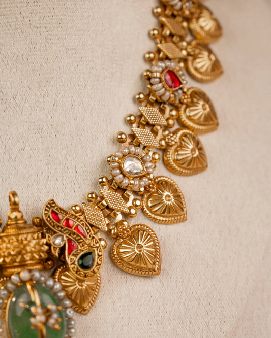 P925 Silver Emerald Temple Royale Set