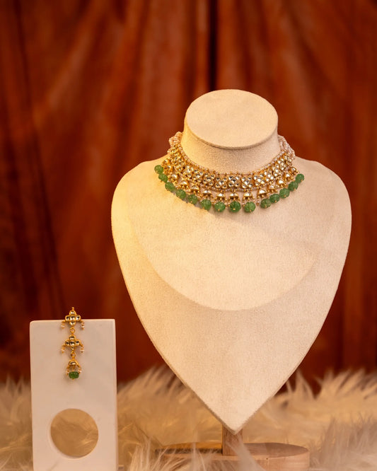 P925 Silver Emerald Jharoka Choker
