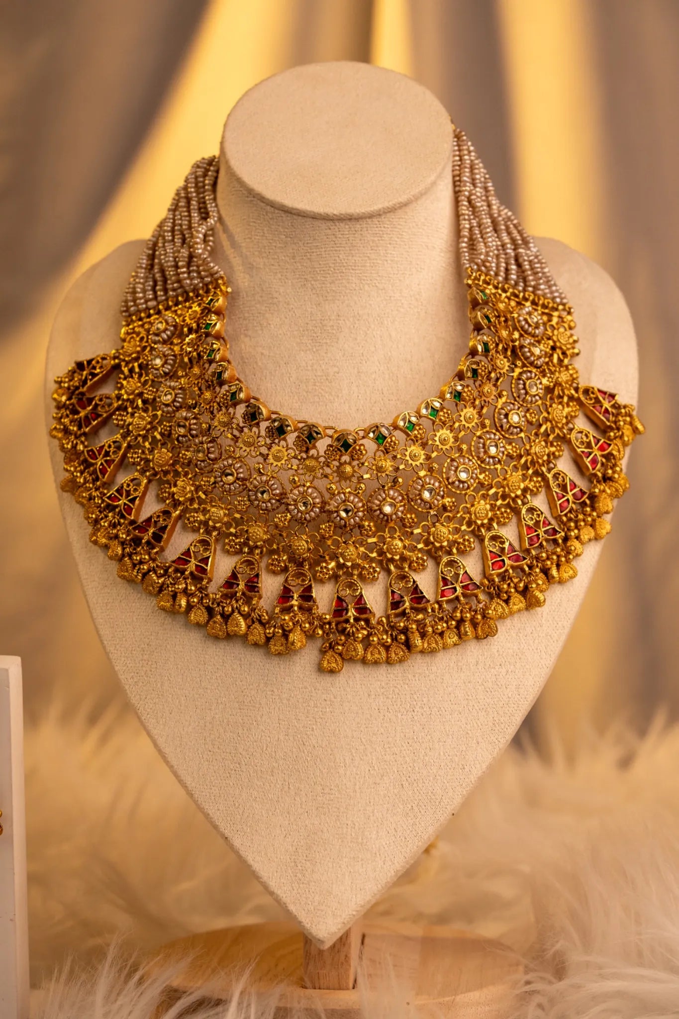 P925 Silver The Rajeshwari Grand Temple Haar with Earrings