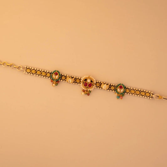 P925 Silver Kundan Pushpa Bracelet