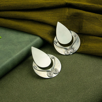 P925 Silver Teardrop Aura Statement Earrings