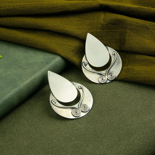 P925 Silver Teardrop Aura Statement Earrings
