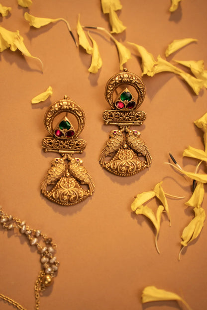 P925 Silver Regal Twin Parro Danglers