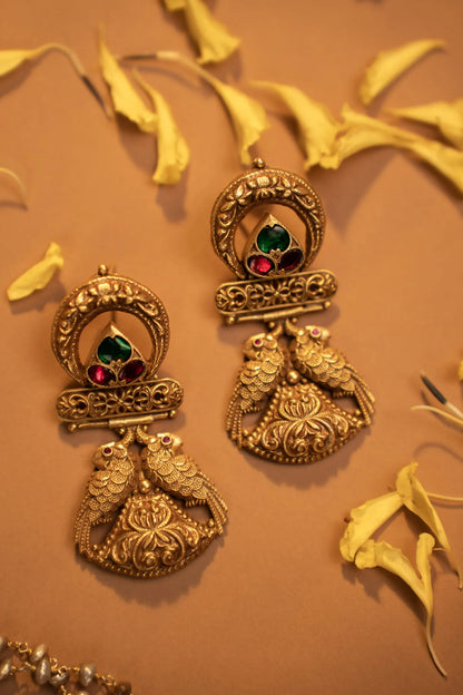 P925 Silver Regal Twin Parro Danglers
