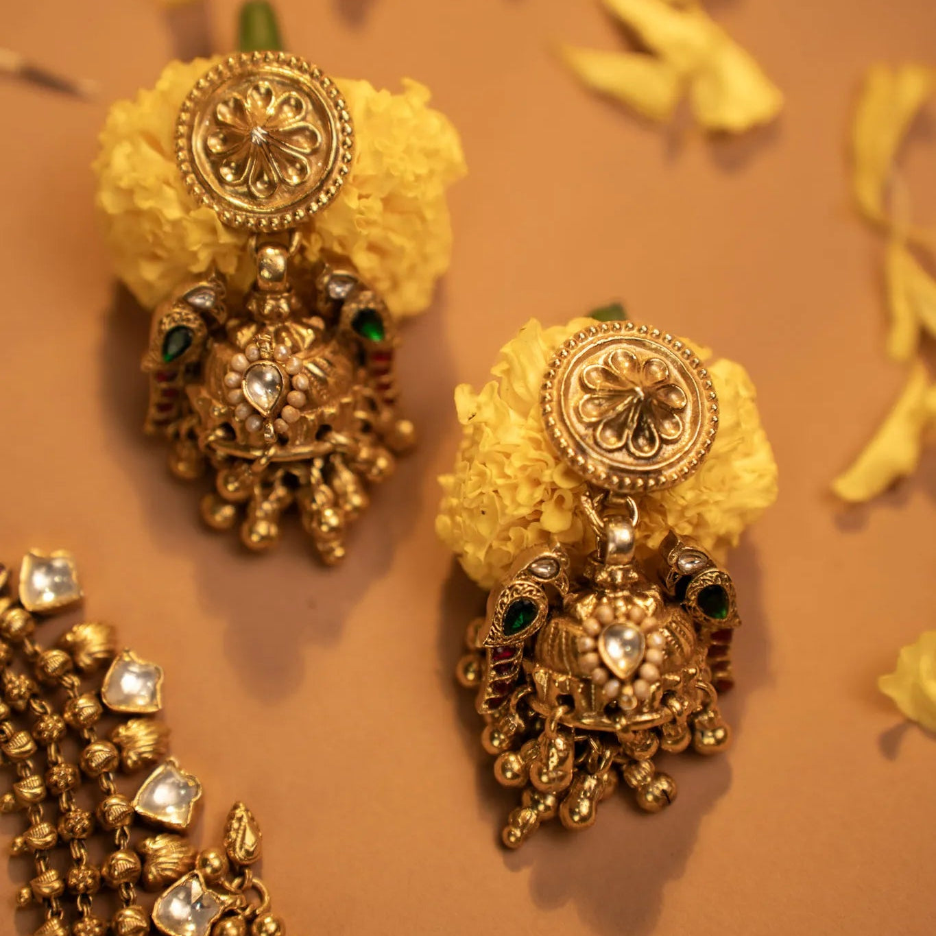 P925 Silver Antique Lakshmi Jhumka Earrings