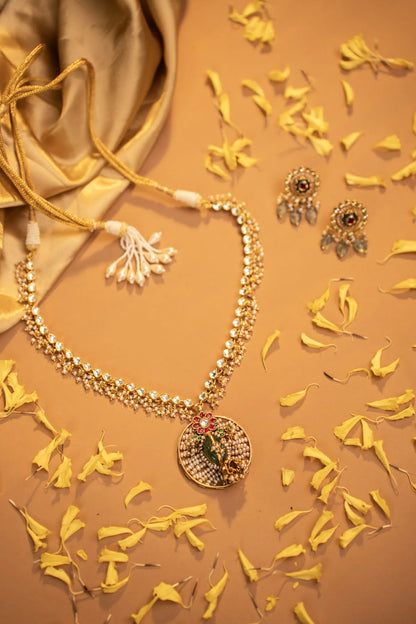 P925 Silver Ruby Floral Temple Chain Necklace