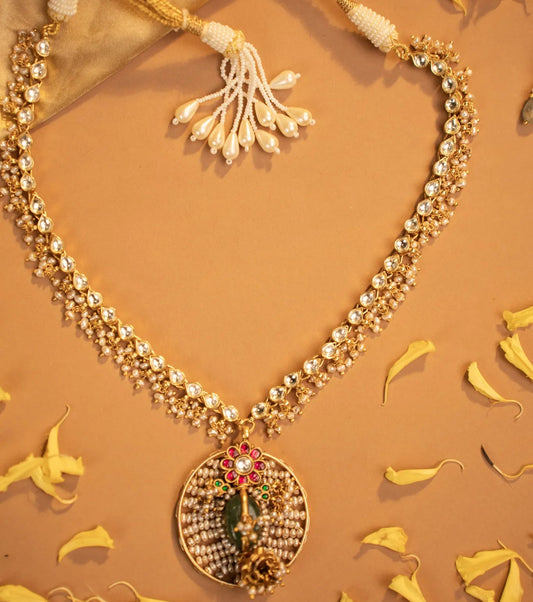 P925 Silver Ruby Floral Temple Chain Necklace