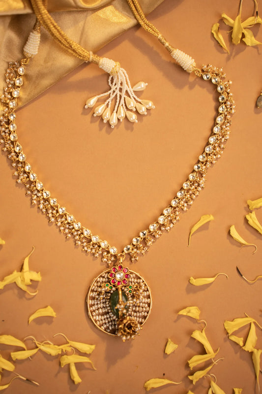 P925 Silver Royal Kundan Pearl Pendant Necklace