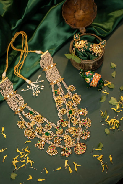 P925 Silver Maharani Temple Haar Necklace