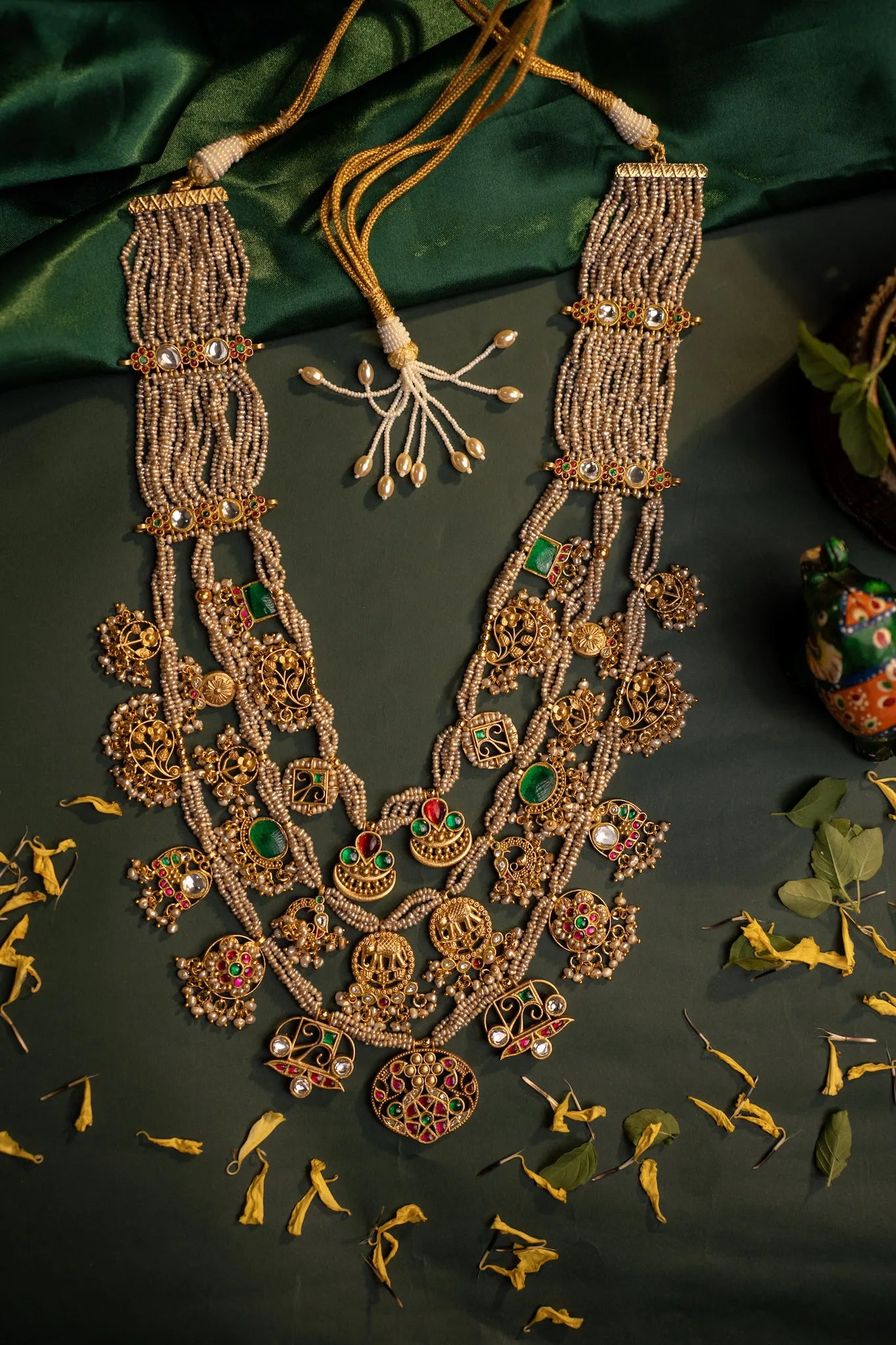 P925 Silver Maharani Temple Haar Necklace