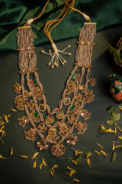 P925 Silver Maharani Temple Haar Necklace