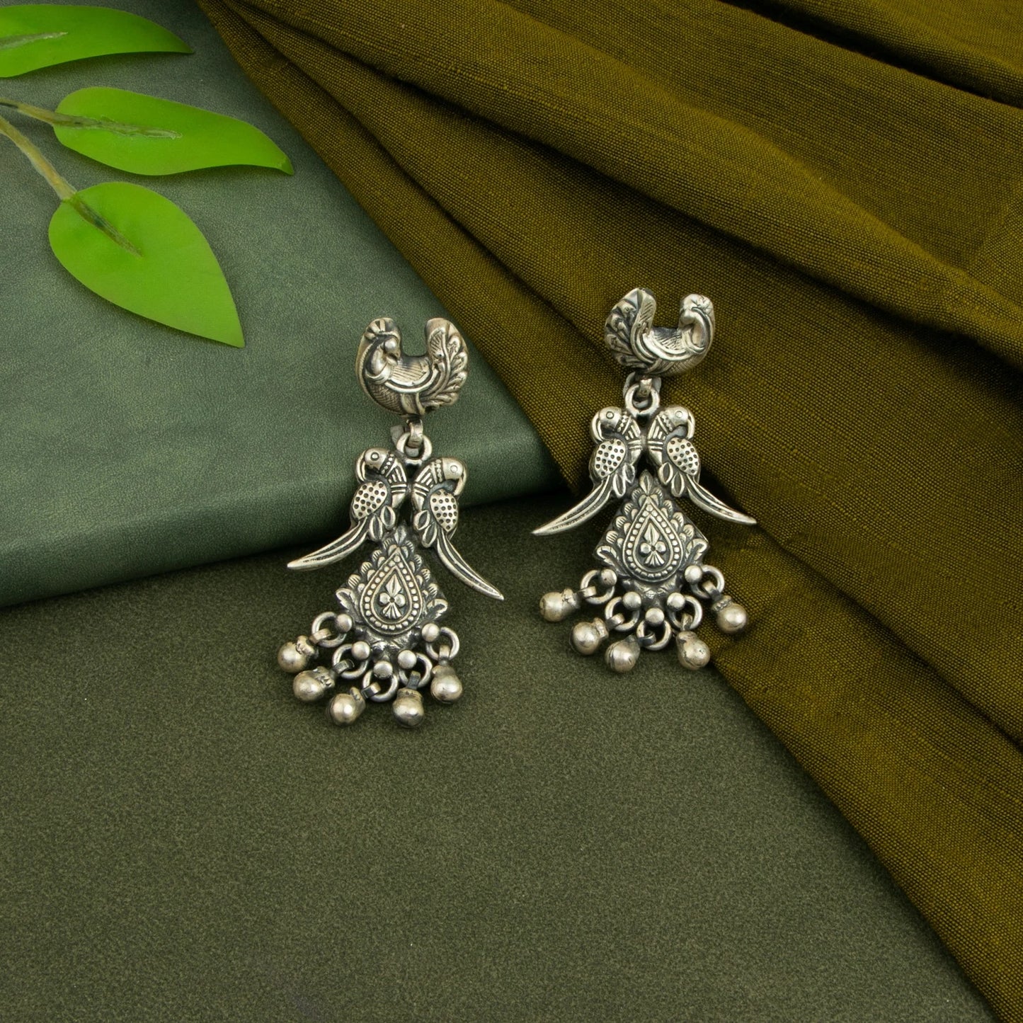 P925 Silver Mayur Viraasat Danglers