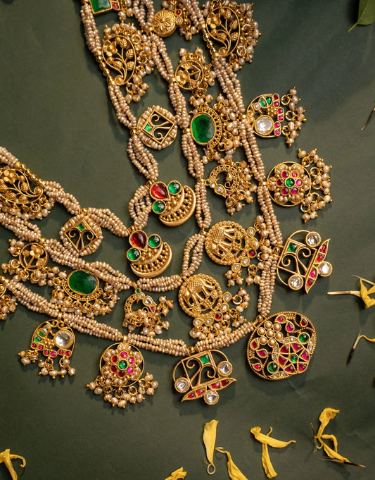 P925 Silver Maharani Temple Haar Necklace