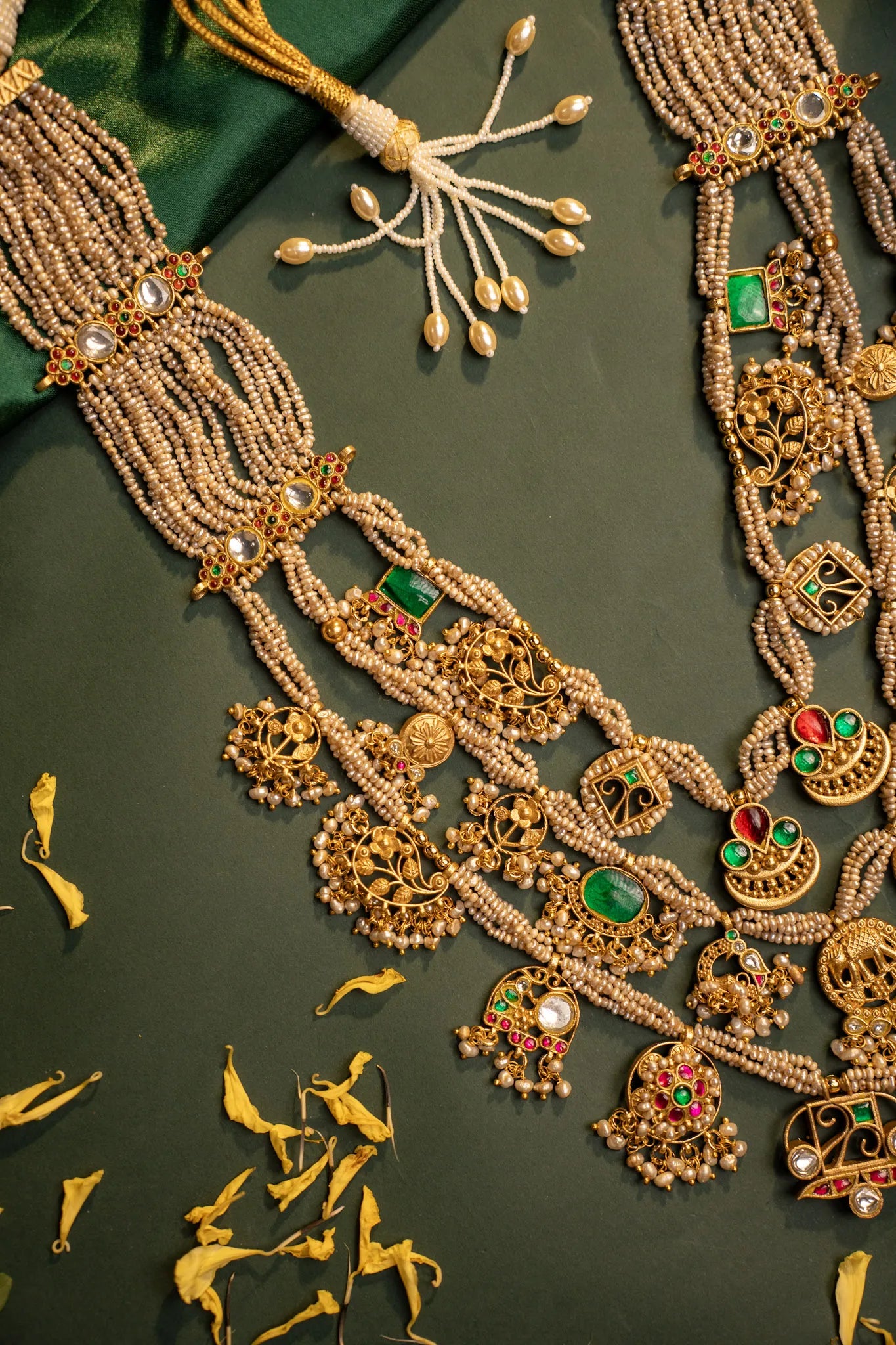 P925 Silver Maharani Temple Haar Necklace