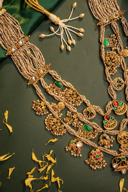 P925 Silver Maharani Temple Haar Necklace