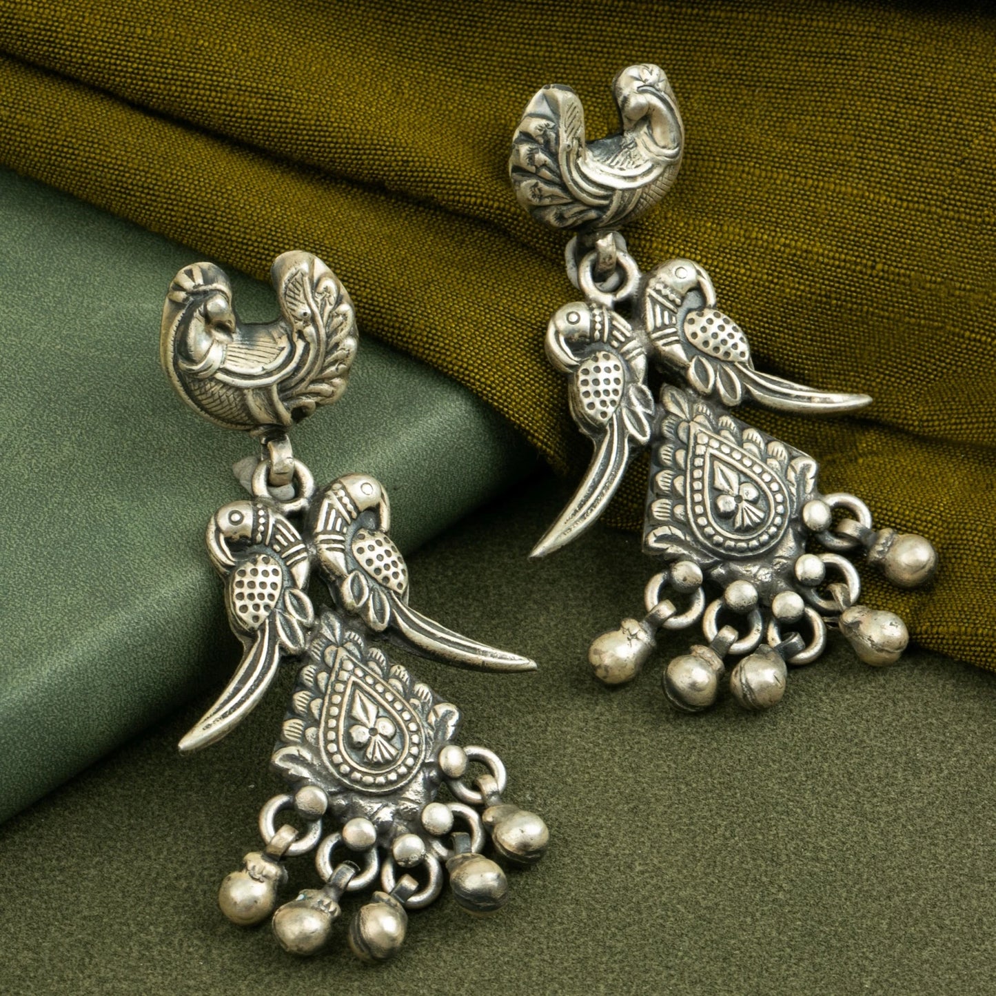 P925 Silver Mayur Viraasat Danglers