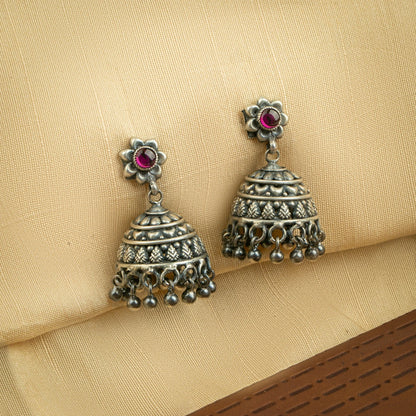 P925 Silver Gulnaar Jhumka Earrings