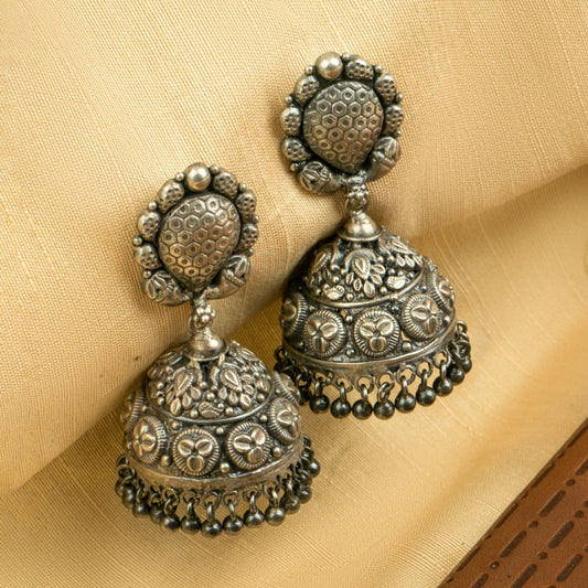 P925 Silver Madhur Pushpa Jhumka Earrings