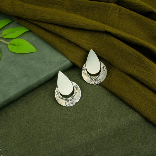 P925 Silver Teardrop Aura Statement Earrings