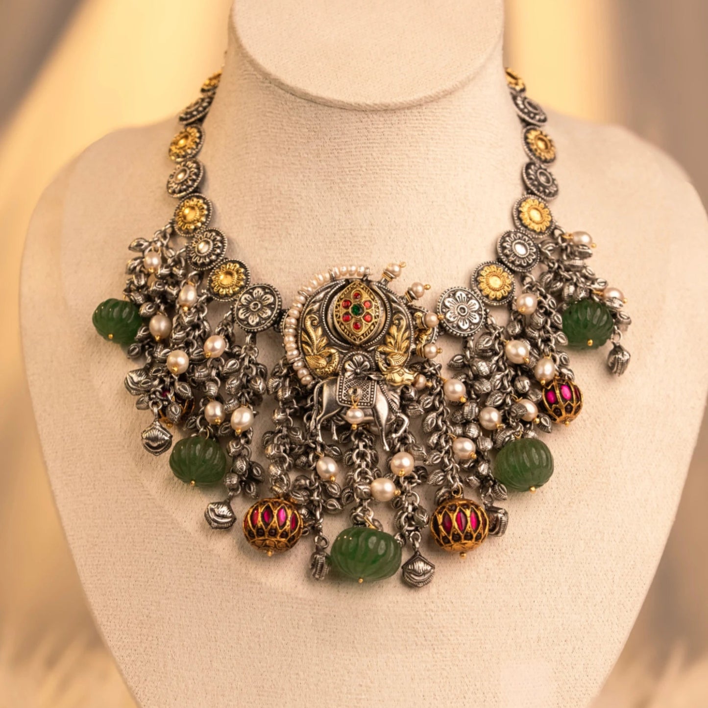 P925 Silver Nandi Virasat Haar
