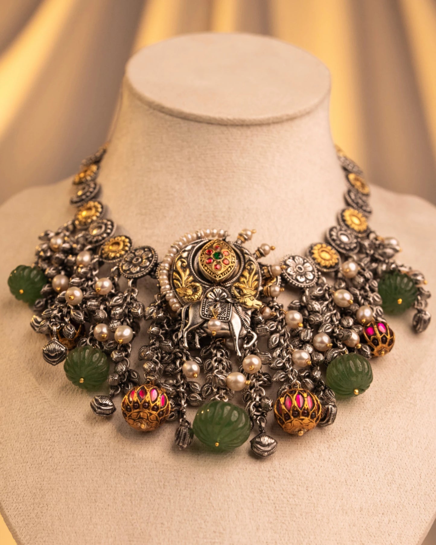 P925 Silver Nandi Virasat Haar