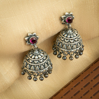P925 Silver Gulnaar Jhumka Earrings