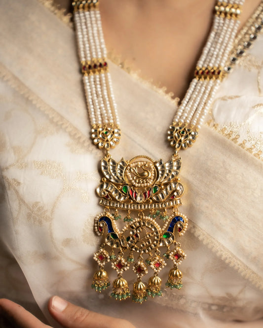 P925 Silver Swarna Peacock Temple Haar