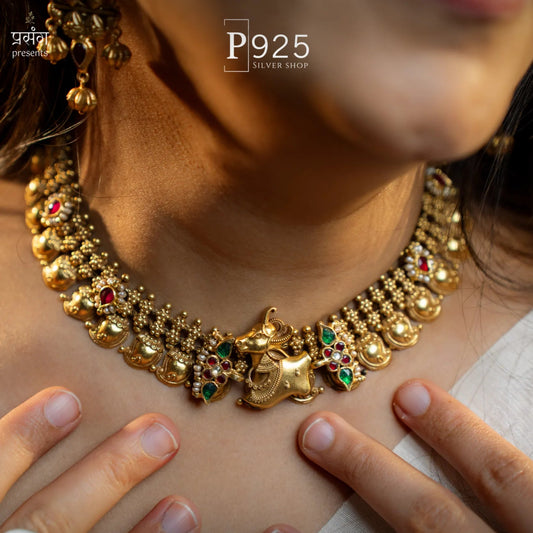 P925 Silver The Rajamitra Sacred Nandi Necklace