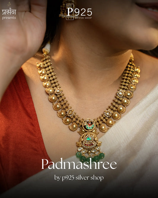P925 Silver Padmashree Heritage Gold Necklace