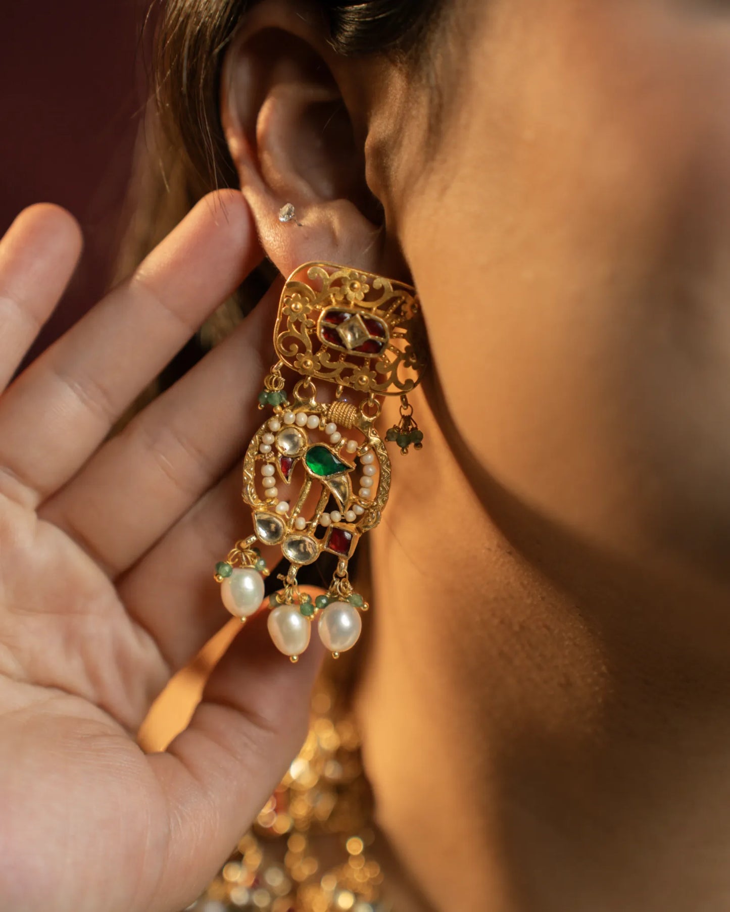P925 Silver Rajsi Meher Kundan Necklace with Earrings