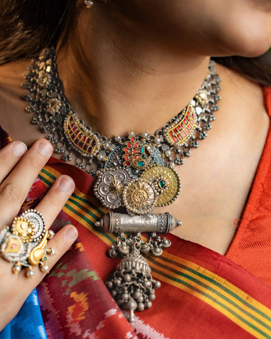 p925 Silver Tribal Mangalya Heritage Necklace