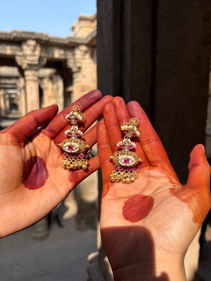 P925 Silver Agrawal's Signature Dodi Statement With Earrings