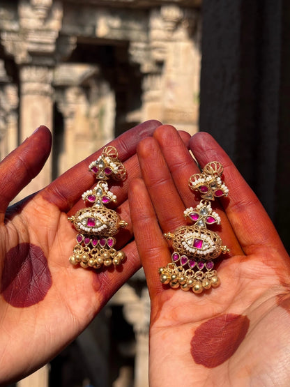 P925 Silver Agrawal's Signature Dodi Statement With Earrings