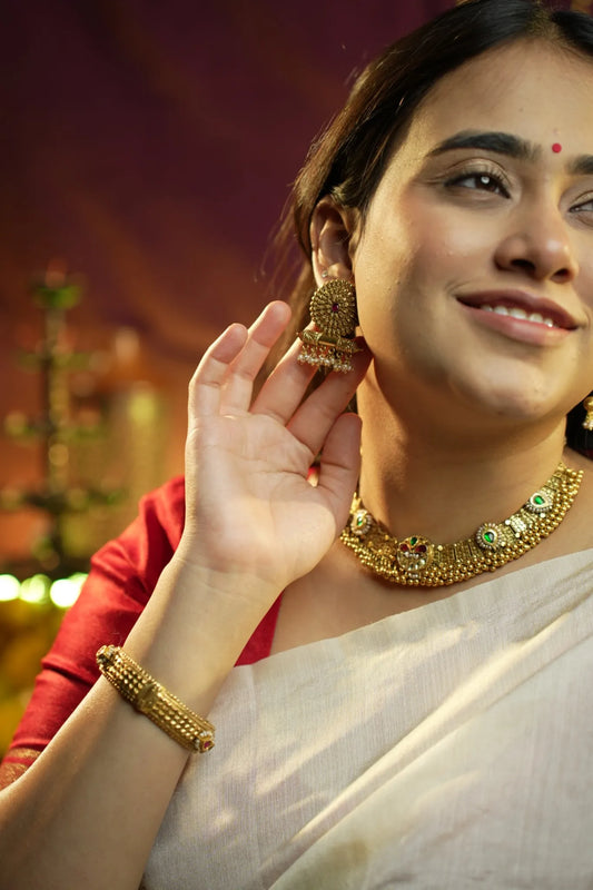 P925 Silver Surya Mandala Heritage Earrings