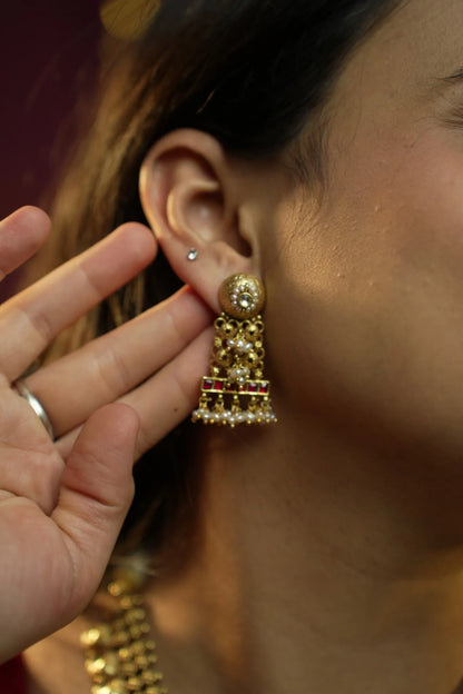 P925 silver Ruby Line Drop Earrings