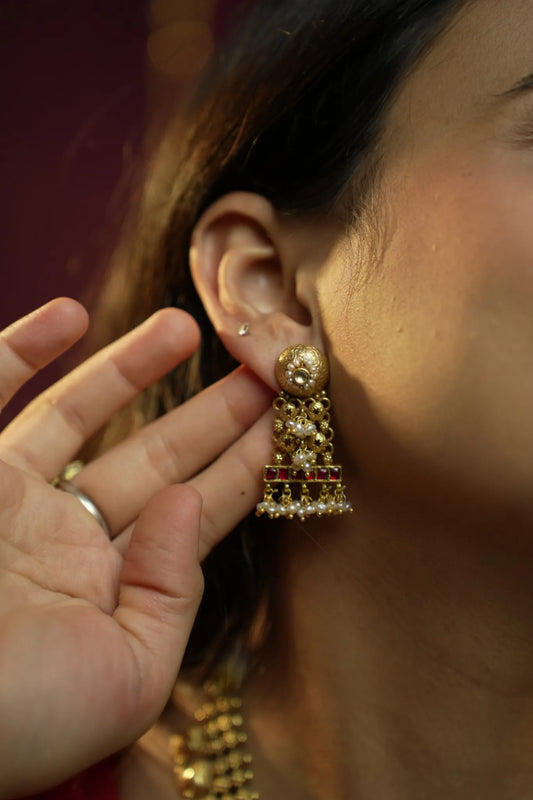 P925 silver Ruby Line Drop Earrings