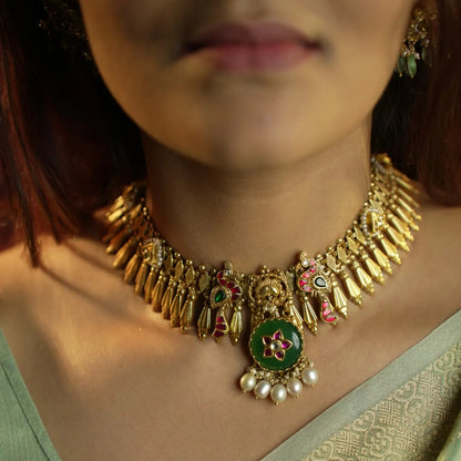 P925 Silver Regal Peacock Kundan