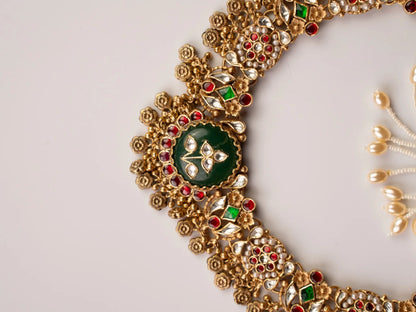 P925 Silver The Emerald Crest Necklace With Earrings