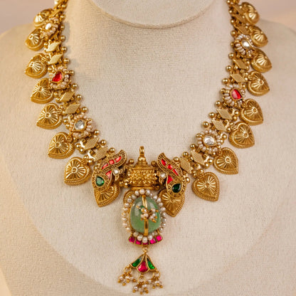P925 Silver Emerald Temple Royale Set