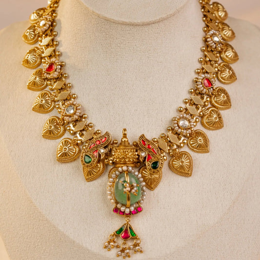 P925 Silver Emerald Temple Royale Set