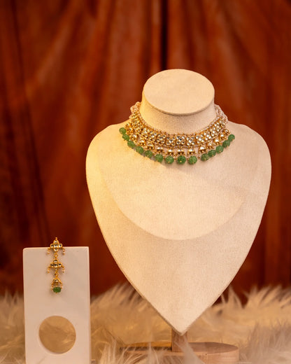 P925 Silver Emerald Jharoka Choker