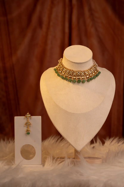 P925 Silver Emerald Jharoka Choker