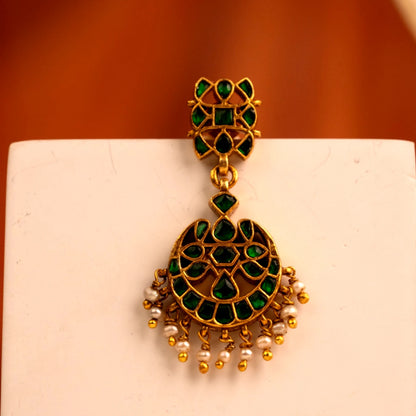 P925 Silver Ishira Green Temple Choker with earrings