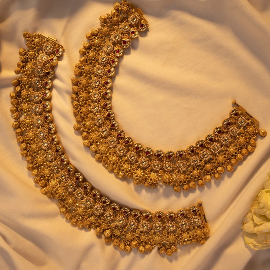P925 Silver Traditional Kundan Payal