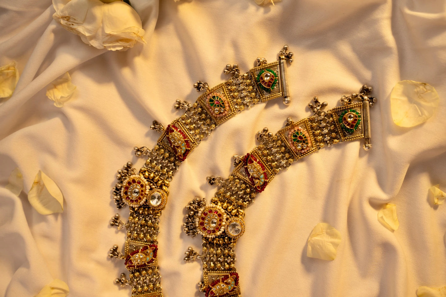 P925 Silver Traditional Kundan Payal