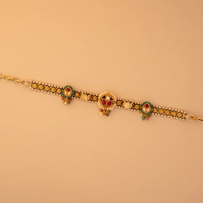 P925 Silver Kundan Pushpa Bracelet