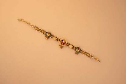 P925 Silver Kundan Pushpa Bracelet